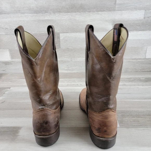 Laredo 2 Tone Brown Leather Western Cowgirl Boots Women's Size 8.5M USA Made - Picture 6 of 16